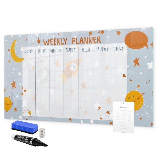 Magnettafel zum schreiben Wochenplaner mit Platz für Fotos