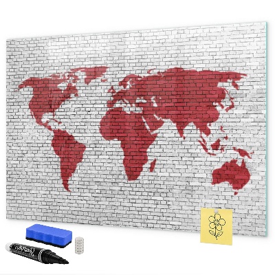 Magnettafel zum schreiben Weltkarte mit Fotostandorten