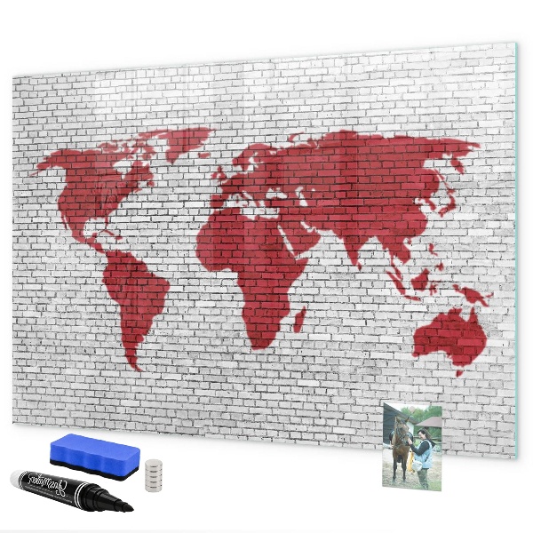 Magnettafel zum schreiben Weltkarte mit Fotostandorten