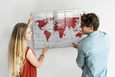 Magnettafel zum schreiben Weltkarte mit Fotostandorten