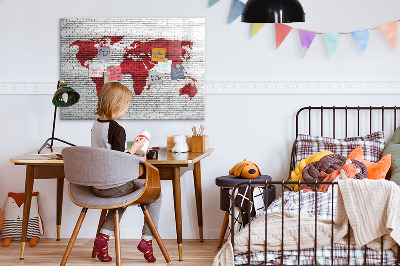 Magnettafel zum schreiben Weltkarte mit Fotostandorten