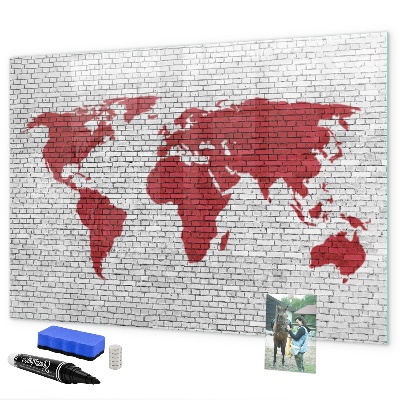 Magnettafel zum schreiben Weltkarte mit Fotostandorten