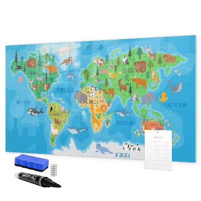 Schreib magnettafel Bunte Weltkarte mit Magneten