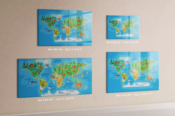 Schreib magnettafel Bunte Weltkarte mit Magneten