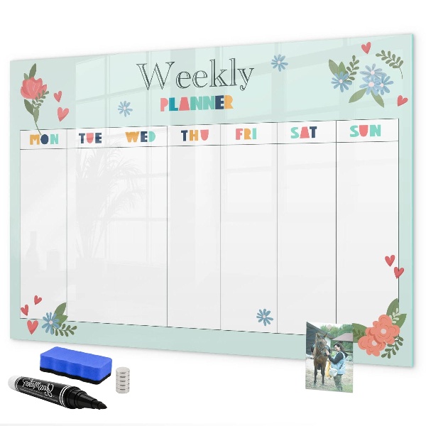 Magnettafel zum schreiben Wochenplaner mit Platz für Fotos