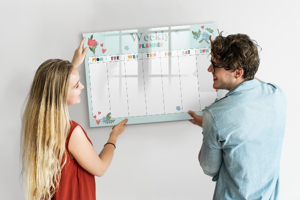 Magnettafel zum schreiben Wochenplaner mit Platz für Fotos