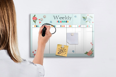Magnettafel zum schreiben Wochenplaner mit Platz für Fotos