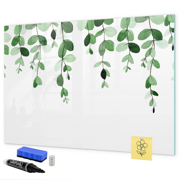 Schreib magnettafel Grüne Blätter und Fotos an der Wand