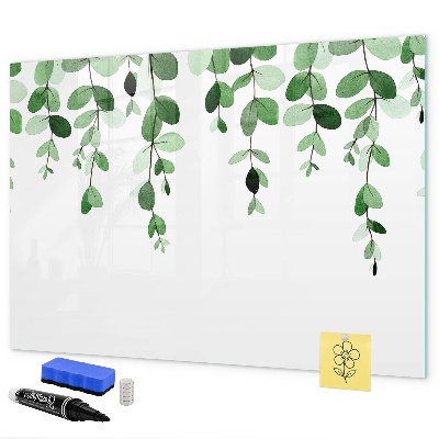 Schreib magnettafel Grüne Blätter und Fotos an der Wand