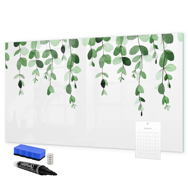 Schreib magnettafel Grüne Blätter und Fotos an der Wand
