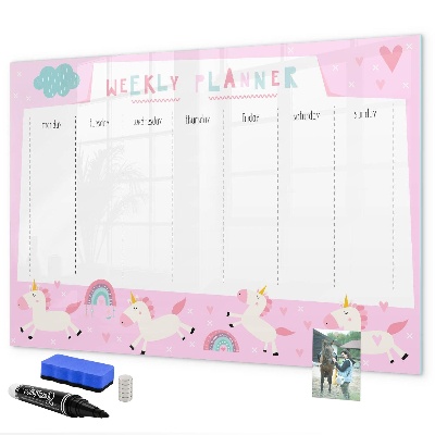 Magnettafel zum schreiben Einhorn-Wochenplaner