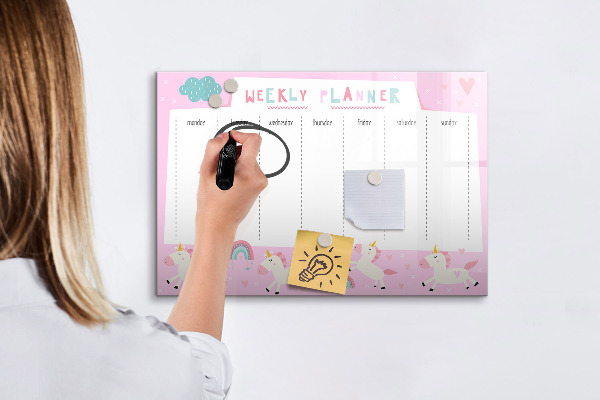 Magnettafel zum schreiben Einhorn-Wochenplaner