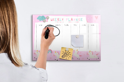Magnettafel zum schreiben Einhorn-Wochenplaner