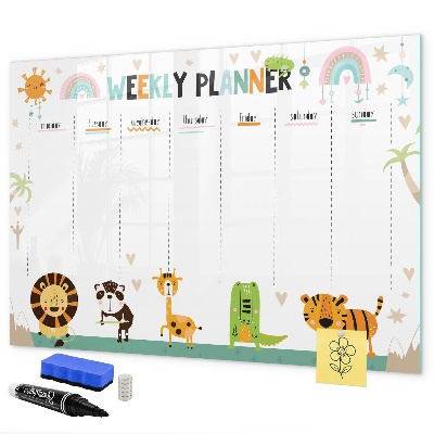 Schreib magnettafel Wochenplaner mit Tiermotiven