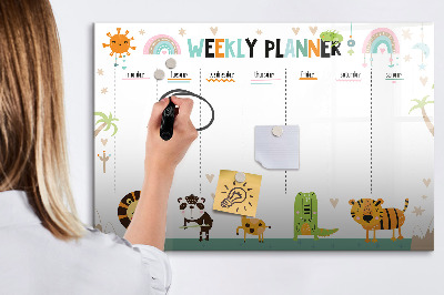 Schreib magnettafel Wochenplaner mit Tiermotiven