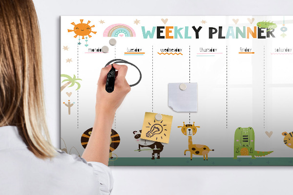 Schreib magnettafel Wochenplaner mit Tiermotiven