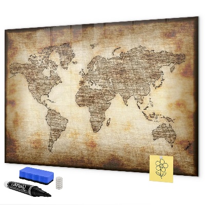 Magnettafel zum schreiben Weltkarte mit Fotostandorten