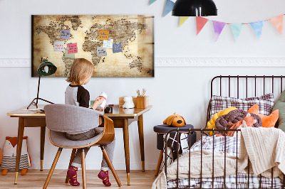 Magnettafel zum schreiben Weltkarte mit Fotostandorten