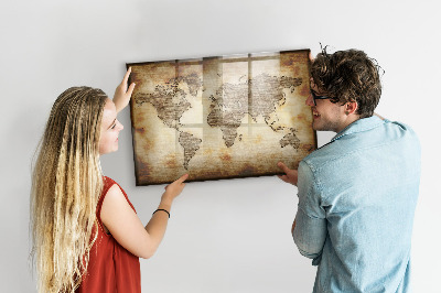 Magnettafel zum schreiben Weltkarte mit Fotostandorten