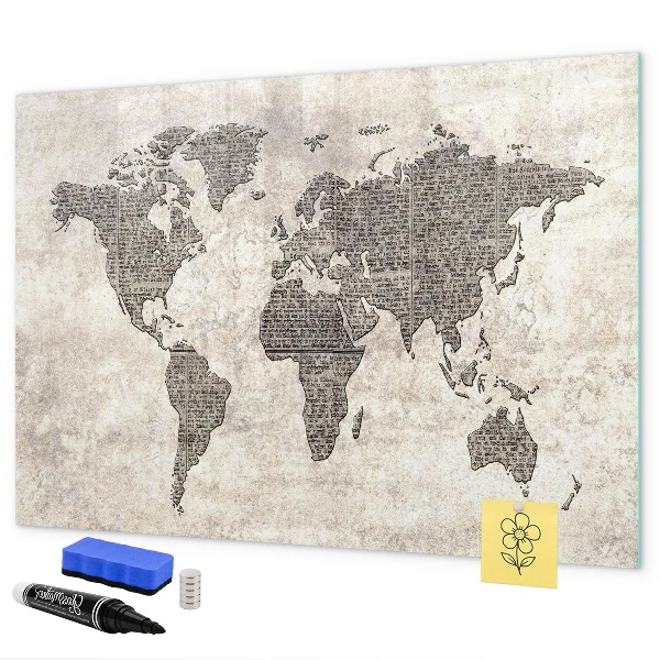Magnettafel zum schreiben Weltkarte mit Fotostandorten