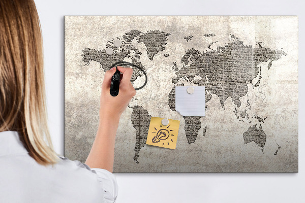 Magnettafel zum schreiben Weltkarte mit Fotostandorten
