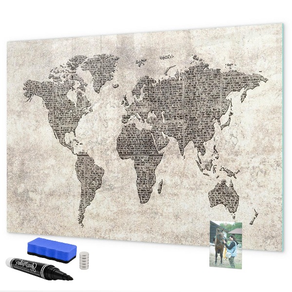 Magnettafel zum schreiben Weltkarte mit Fotostandorten