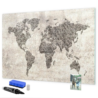 Magnettafel zum schreiben Weltkarte mit Fotostandorten