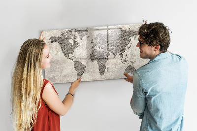 Magnettafel zum schreiben Weltkarte mit Fotostandorten