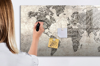 Magnettafel zum schreiben Weltkarte mit Fotostandorten