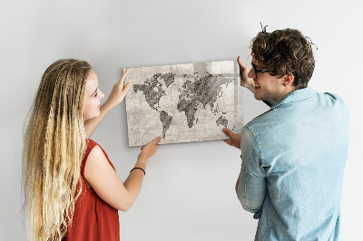 Magnettafel zum schreiben Weltkarte mit Fotostandorten