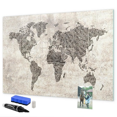 Magnettafel zum schreiben Weltkarte mit Fotostandorten