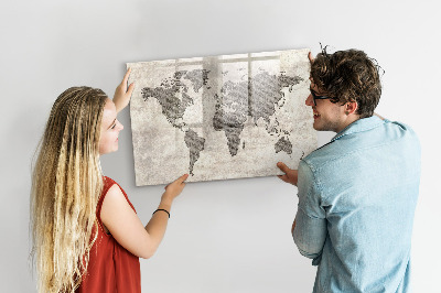 Magnettafel zum schreiben Weltkarte mit Fotostandorten