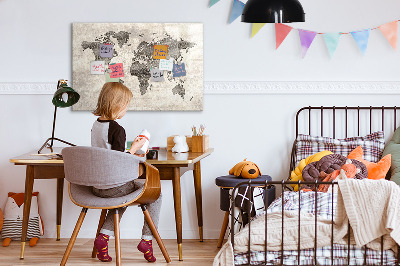 Magnettafel zum schreiben Weltkarte mit Fotostandorten