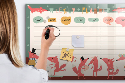 Schreib magnettafel Wochenplaner mit farbenfrohen Illustrationen