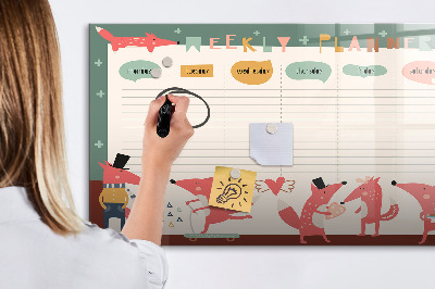 Schreib magnettafel Wochenplaner mit farbenfrohen Illustrationen