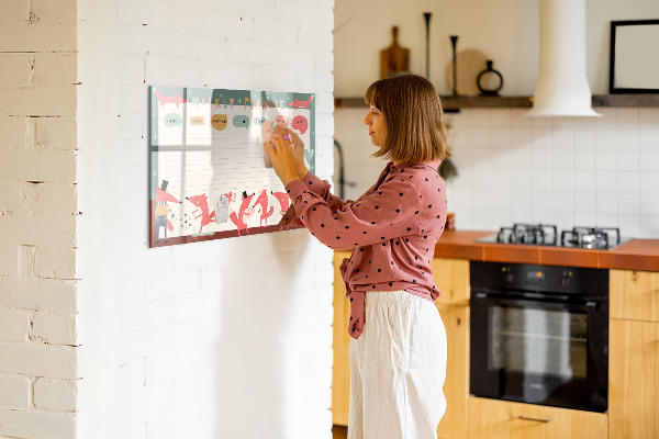 Schreib magnettafel Wochenplaner mit farbenfrohen Illustrationen