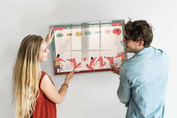Schreib magnettafel Wochenplaner mit farbenfrohen Illustrationen