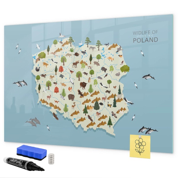 Schreib magnettafel Naturkarte von Polen mit Fotostandorten