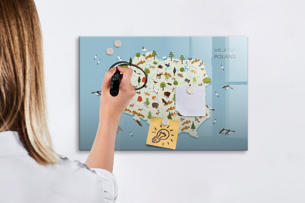 Schreib magnettafel Naturkarte von Polen mit Fotostandorten