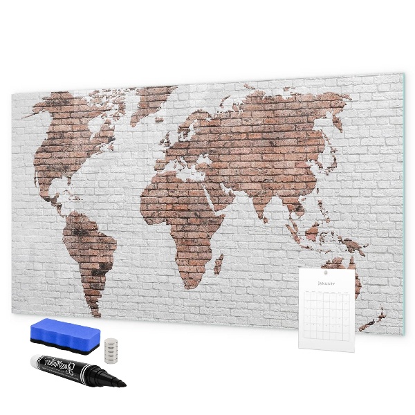 Schreib magnettafel Weltkarte mit Fotostandorten