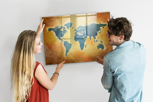 Magnettafel zum schreiben Weltkarte mit Platz für Fotos