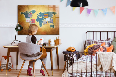 Magnettafel zum schreiben Weltkarte mit Platz für Fotos