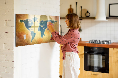 Magnettafel zum schreiben Weltkarte mit Platz für Fotos