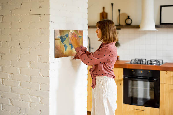 Magnettafel zum schreiben Weltkarte mit Platz für Fotos