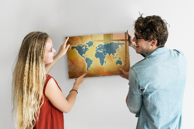 Magnettafel zum schreiben Weltkarte mit Platz für Fotos