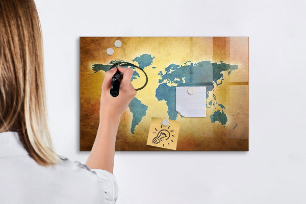 Magnettafel zum schreiben Weltkarte mit Platz für Fotos
