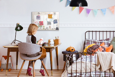 Schreib magnettafel Wochenplaner mit bunten Tieren