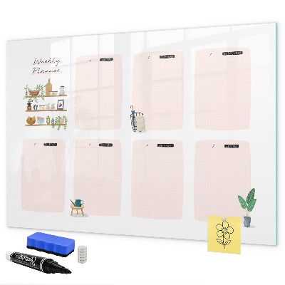 Magnettafel zum schreiben Wochenplaner mit Platz für Fotos
