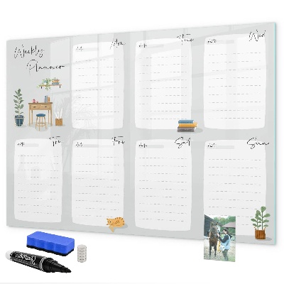 Schreib magnettafel Wochenplaner mit Platz für Fotos