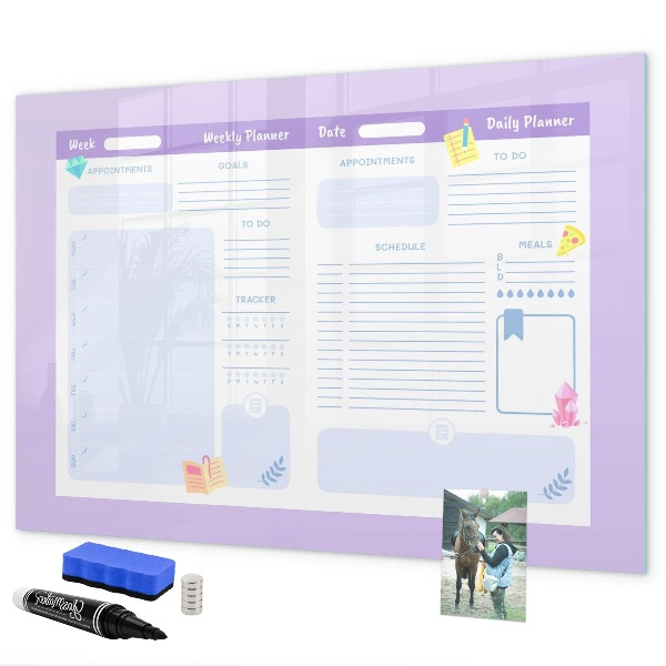 Magnettafel zum schreiben Wochenplaner mit Platz für Fotos